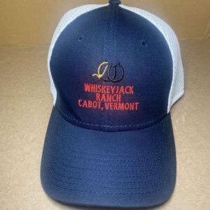 Whiskey Jack Ranch Fitted Mesh New Era HAT Cabot Vermont Adult Med/Lg White Navy